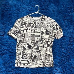 White and black comic style T-shirt